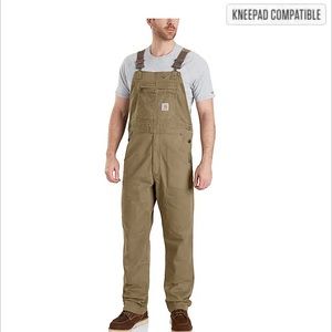 Khaki RUGGED FLEX® RELAXED FIT CANVAS BIB OVERALL 30x30 Carhartt NEW